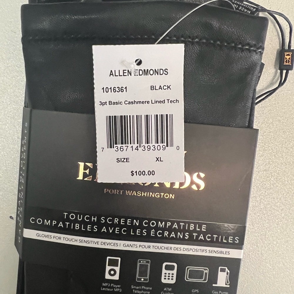 Allen Edmonds Cashmere Lined Leather Tech Gloves - Picture 8 of 8